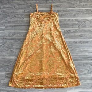Elegant Gold Floral Women's Dress